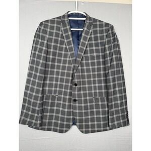 Nick Graham Gray Sport Coat Mens 44R Suit Blazer White Check Business Casual